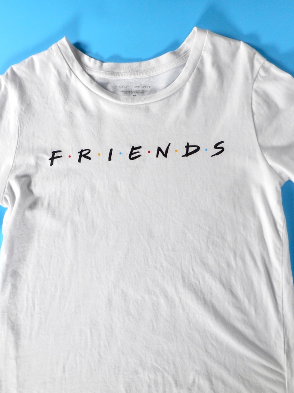 Friends TV Series Show Womens Sz M White Tshirt Top Short Sleeve Spellout Logo
